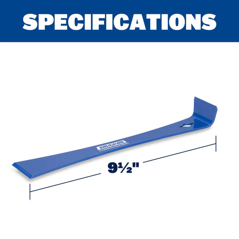 Bantom Bar Pry Tool With Nine And A Half Inch Length, Dual 45 Degree And 90 Degree Angles for tight spots, blue with nail slot