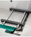 Magnetic Jointer Knife Setting Jig For 4 To 8 Inch Jointers With High Speed Steel Blades Durable Polycarbonate Body In Black shown on a jointer.