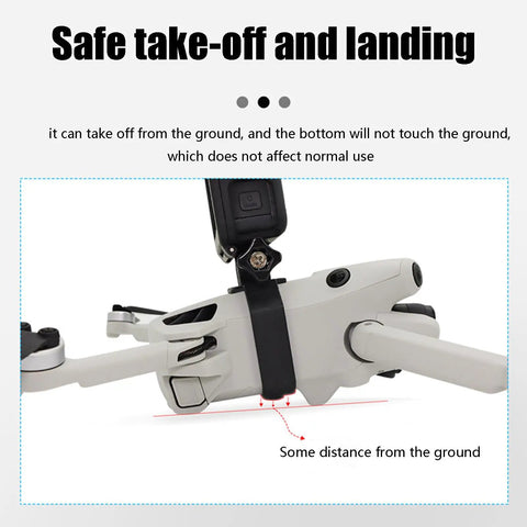 Vlog Ready Drone Camera Mount Top Carry Extension Bracket With One Quarter Inch Screw Tripod Adapter on Mini 3 Drone on ground