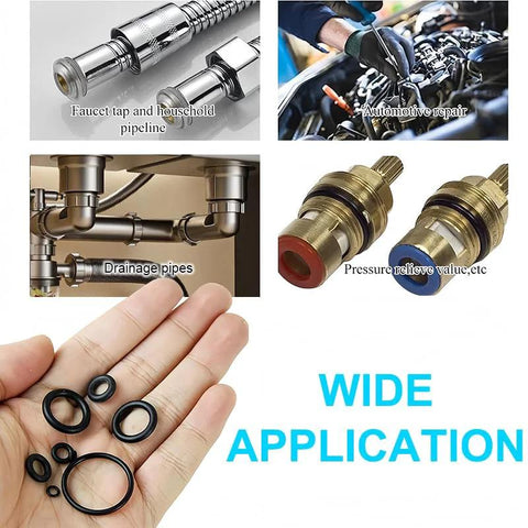 225-piece nitrile rubber O-ring kit with 18 sizes; black seals for automotive and plumbing applications