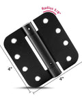 4 Inch Spring Loaded Self Closing Door Hinges With Adjustable Tension For Interior Doors, Matte Black Finish, UL Listed 5/8 Inch Radius, 2 Pack