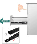 Soft Close Drawer Slides With Push To Open, Full Extension Ball Bearing Glides, Side Mount Kitchen Cabinet Slides In Black