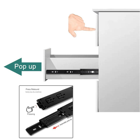 Soft Close Drawer Slides With Push To Open, Full Extension Ball Bearing Glides, Side Mount Kitchen Cabinet Slides In Black