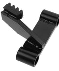FELTECHELECTR flywheel holding tool; black metal L-bracket with two round tube openings and toothed clamp