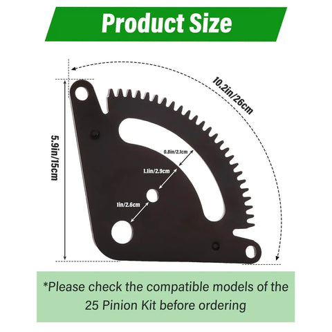 Beefed Up 25 Tooth Steering Sector Pinion Gear Rebuild Kit for John Deere dimensions diagram