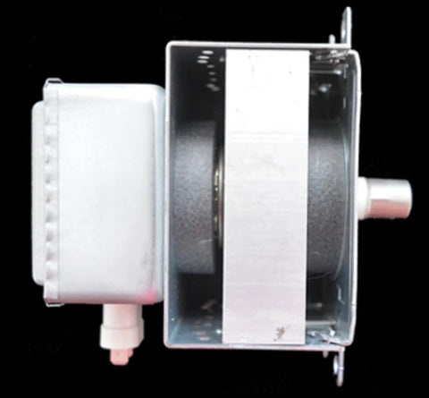Zatagen 2M244-M1 Industrial Magnetron For Microwave Drying Equipment 1000W Water Cooled Component, side view with metallic casing.