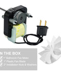 Universal Bathroom Exhaust Fan Motor Kit 120V 50CFM Quiet Upgrade For NuTone And Broan with components in box display