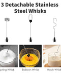Rechargeable Milk Frother Handheld With 3 Detachable Stainless Steel Whisks 3 Speed Adjustable Electric Whisk Foam Maker
