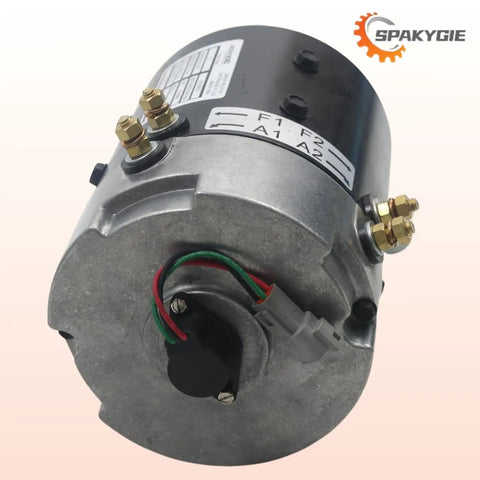 48V 3.7KW Golf Cart Starter Motor Fits Club Car Carryall IQ And I2 Excel XP-2067-S ZQS48-3.7-T-GN side view with connectors