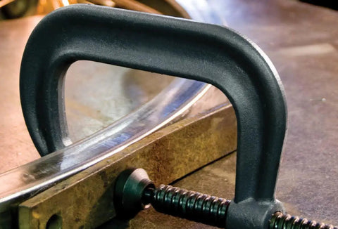 Beefy C Clamp With Eight And A Quarter Inch Opening And Four And Fifteen Sixteenths Inch Throat Delivers Six Thousand Nine Hundred Pound Clamping Force