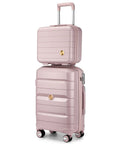 Somago 2-piece pink luggage set: 20in carry-on and 14in cosmetic case, hardside polypropylene, spinner wheels
