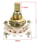 Band Selector Rotary Switch, 2 Pole 4 Position, 10 Pin, Single Deck, 9mm Mount Hole, 6mm Shaft, 11.5mm Shaft Length