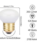 4 Pack R14 Mini Reflector Light Bulbs 40W 120V Dimmable E26 Base Frosted Spotlight Lamps dimensions and specs