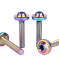 4 Pack Titanium M4x20mm Button Torx Head Bolts for Bicycle and Motorcycle, Rainbow Finish, Ultra Lightweight Yet Strong 6AL4V