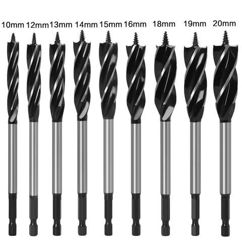 Premium Heavy Duty Twist Drill Bit Set For Woodworkers Who Want Total No Sweat When Tackling Rough Lumber Repairs Or Fine Furniture Builds At The Workshop, ten sizes from 10mm to 20mm.
