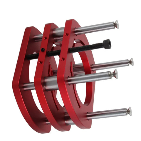 Rock Solid Aluminum Router Lift Base With 4-Jaw Clamping For Woodworking Tables And Engraving Tools, Precision Lift System For Small Trimming Machines, Vibration Free Performance red aluminum 4-jaw clamp base