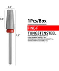 Nail drill bit, tungsten carbide, 3/32 in shank, knurled silver head with red collar