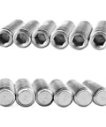 Close-up of stainless steel flat point screws from Stainless Steel Flat Point Set Screw Kit With Hex Socket Fasteners