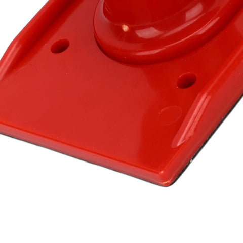 Close-up of Red Push Block Safety Tool for Table Saw Router Jointer and Bandsaw high-strength ABS plastic base, bright red.