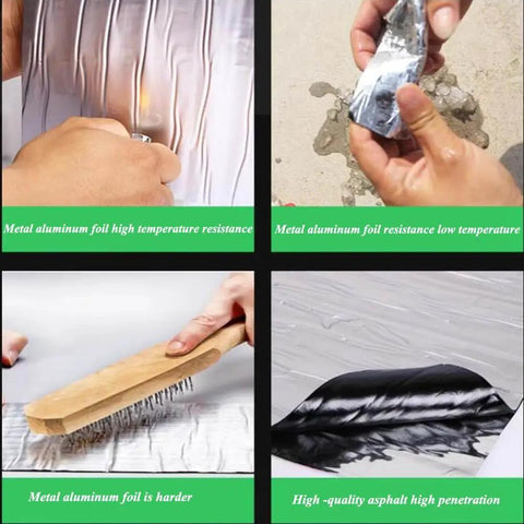 Heavy Duty Synthetic Roof Underlayment And Self Adhesive Waterproof Membrane With Thick Silver Foil demonstrating heat resistance features.