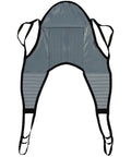 Patient Aid Padded U Slings With Head Support For Hoyer Lifts Soft Polyester Fabric showing grey sling with four straps.