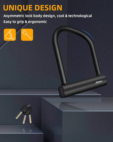 Heavy Duty 18mm U Lock And 4ft Chain Security Bundle For Bikes And EBikes, black U-lock with three keys