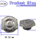 Front and side view of Dodge Radiator Cap Replacement For Journey, Challenger, Charger, Durango, Jeep Grand Cherokee And Chrysler PT Cruiser Plug And Play Cap Fits 52028974AA 52079880AA 55116901AA with dimensions labeled.