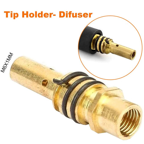 Mig Welding Gun Accessory Replacement Kit With 10 Tips 0.030 Inch, focus on copper difuser, Pro Grade Quality