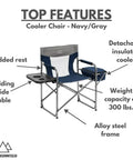 Foldable Cooler Chair With Attached Side Table For Camping Hiking And Backpacking Keeps Drinks Cold With Detachable Insulated Cooler