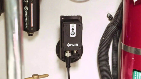 AX8 Workhorse Thermal Imaging Camera With 384 By 288 IR Resolution, MSX Enhancements, mounted on wall for condition monitoring