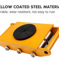 Beefed Up Heavy Duty Machinery Moving Skate With 360 Degree Rotation 8 Ton Capacity 17600 Lbs Machine Dolly Skate, yellow steel