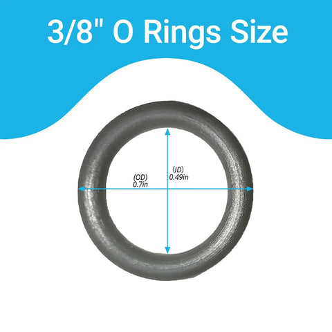 Close-up of gray O-ring from 100 Pack Pressure Washer O Ring Seal Kit For DIYers And Pros with dimensions shown