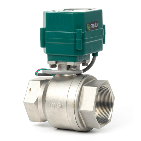 Heavy Duty Motorized Ball Valve 2 Inch Full Port 304 Stainless NSF Certified Electric Ball Valve 9 24V AC DC 2 Wire Auto Return Normally Closed For Drinking Water Lines