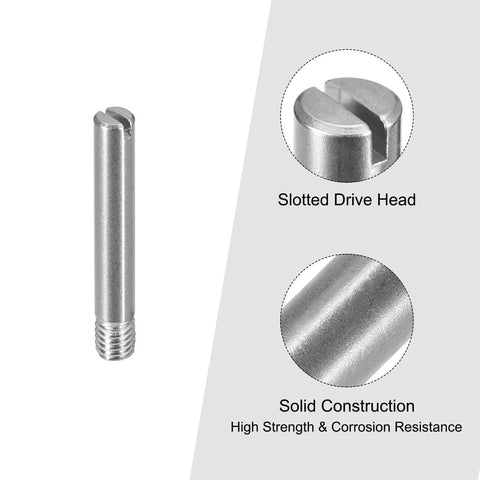 10 Pack M3 X 20mm Slotted Cylindrical Pins With External Thread, 304 Stainless Steel Dowel Pins For Furniture Cabinets And Shelves
