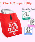 Red Go To Gate Check Car Seat Travel Bag For Airplane Lightweight Protective Cover with car seat inside, fits all car seats