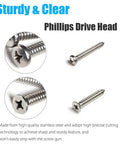 Close-up of screws from 570Pcs Self Tapping Screws Assortment Kit M3 M4 M5 M6 304 Stainless Steel with Phillips drive head.