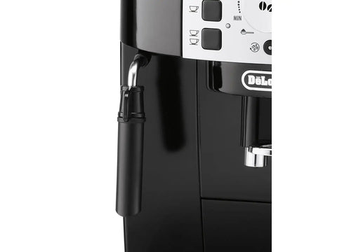 Legit Super Automatic Espresso And Latte Machine With Slick Rapid Cappuccino Frother and stainless steel details in matte black.