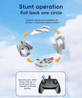 3 In 1 Water Land Air RC Plane For Beginners With Gyro Stabilizer, performing a stunt roll maneuver, remote control shown