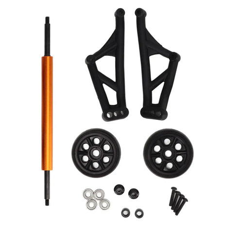 RC Wheelie Bar Kit For ZD Racing MX 07 4WD 1/7 Scale RC Truck With Double Wheel Stability Upgrade - components displayed