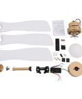 Ceiling Fan Light 48 Inch with Remote 6 Speeds 3000-6500K for Bedroom, parts including blades, motor, remote, and shade.