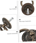 Close-up of Vintage Retro Old School Cabinet Pull Handles 12pc Set in Antique Alloy with detailed aged bronze finish and screw