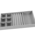 Essential Leather Jewelry Tray With Five Grid Layout For Earring Display Plate And Ring Holder Countertop Organizer, grey leather with five compartments