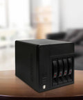Mini ITX NAS Case K3 Dope 4 Bay DIY Computer Enclosure for ITX Motherboard and Flex PSU with front USB ports on table