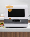 Compact Portable Countertop Dishwasher With Five Liter Capacity Slick For Tiny Kitchens Featuring Three Fast Wash Cycles And No Sweat Air Dry.