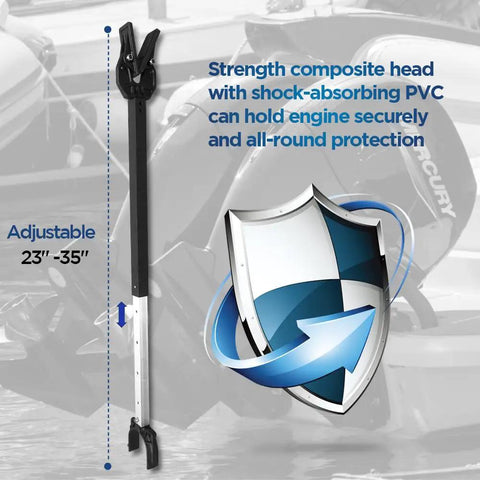 Adjustable Shock Absorbing Boat Transom Saver With Composite Head For Engine Protection Secure Roller And Trailer Mounts Built Tough Aluminum Construction Reducing Transom Stress And Safely Cradling Your Motor