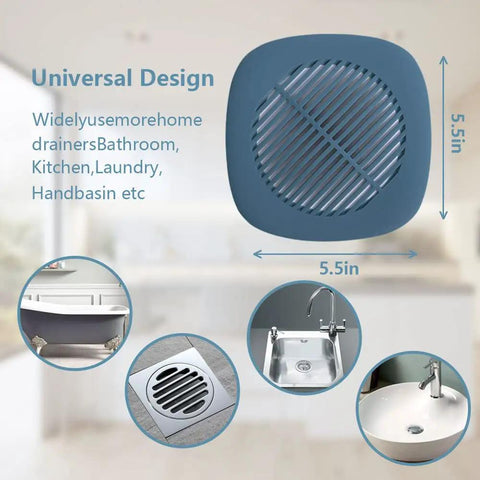 Hair Catcher 2 Pack Silicone Drain Catchers For Kitchen Sink Bathroom Tub Easy To Install No Fuss Durable Odor Free 5.5 Inch Flexible Silicone Keeps Hair Out Of Drain illustrating universal use and size