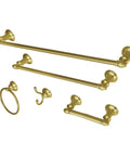 Provence 5-Piece Bathroom Hardware Set in Brushed Brass Includes 18-Inch and 24-Inch Towel Bars, Towel Ring, Robe Hook, and Toilet Paper Holder