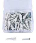 Heavy Duty Drywall Anchors And Screws Kit For Wall Mounts Self Drilling Nylon Spiral Expansion Tubes With Slots Zinc Plated Carbon Steel Built To Last Ready To Mount Rust Resistant Strong Hold, plastic case with anchors and screws
