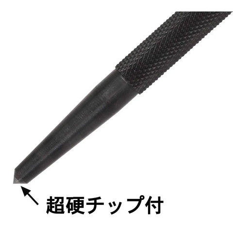 Close-up of Heavy Duty Center Punch With A Rock Hard Carbide Tip and Sharp Eighty Five Point for panel marking and drill start prep.