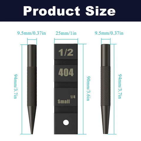 Dimensions of Pocket Chainsaw Breaker Tool Set components, featuring metal measurements for quick chain removal and repair.